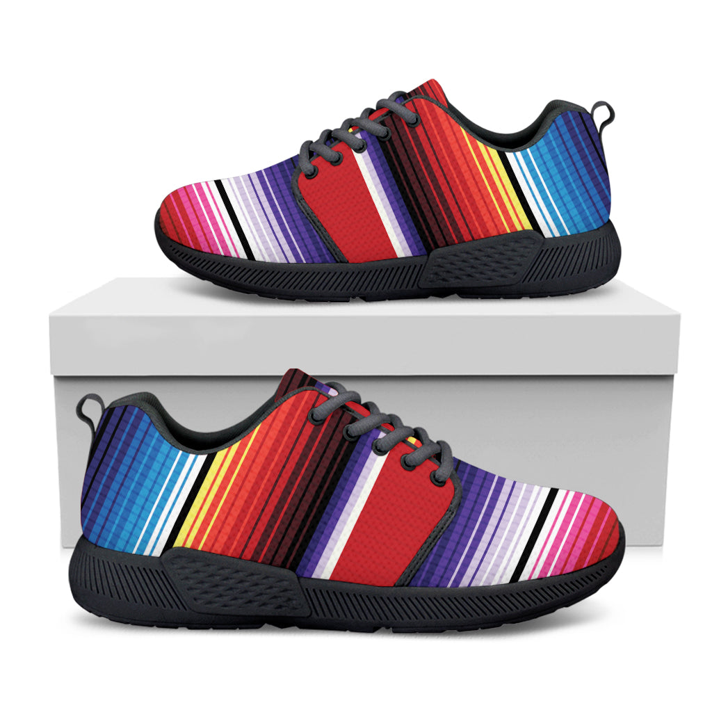 Tribal Serape Blanket Stripe Print Black Athletic Shoes