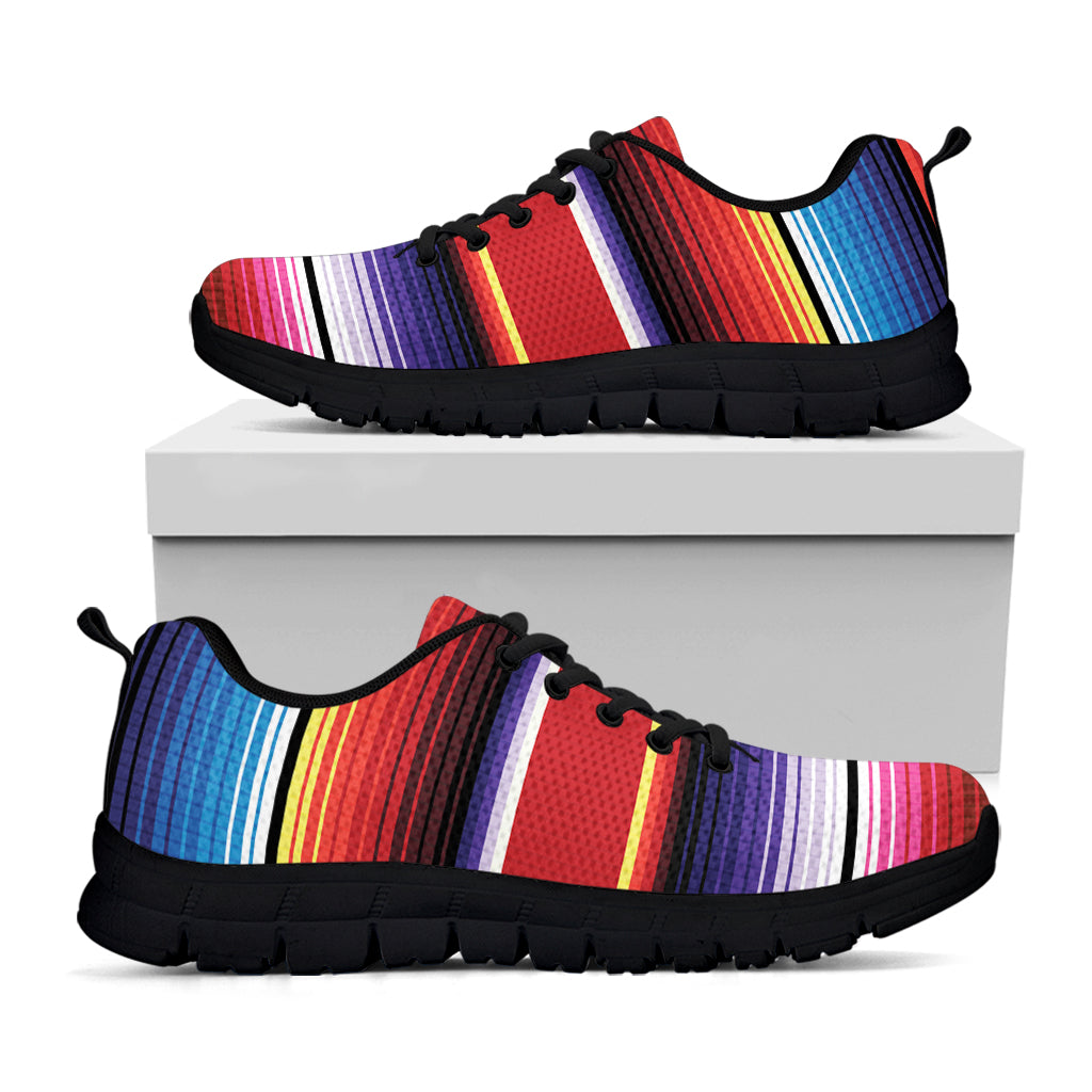 Tribal Serape Blanket Stripe Print Black Sneakers