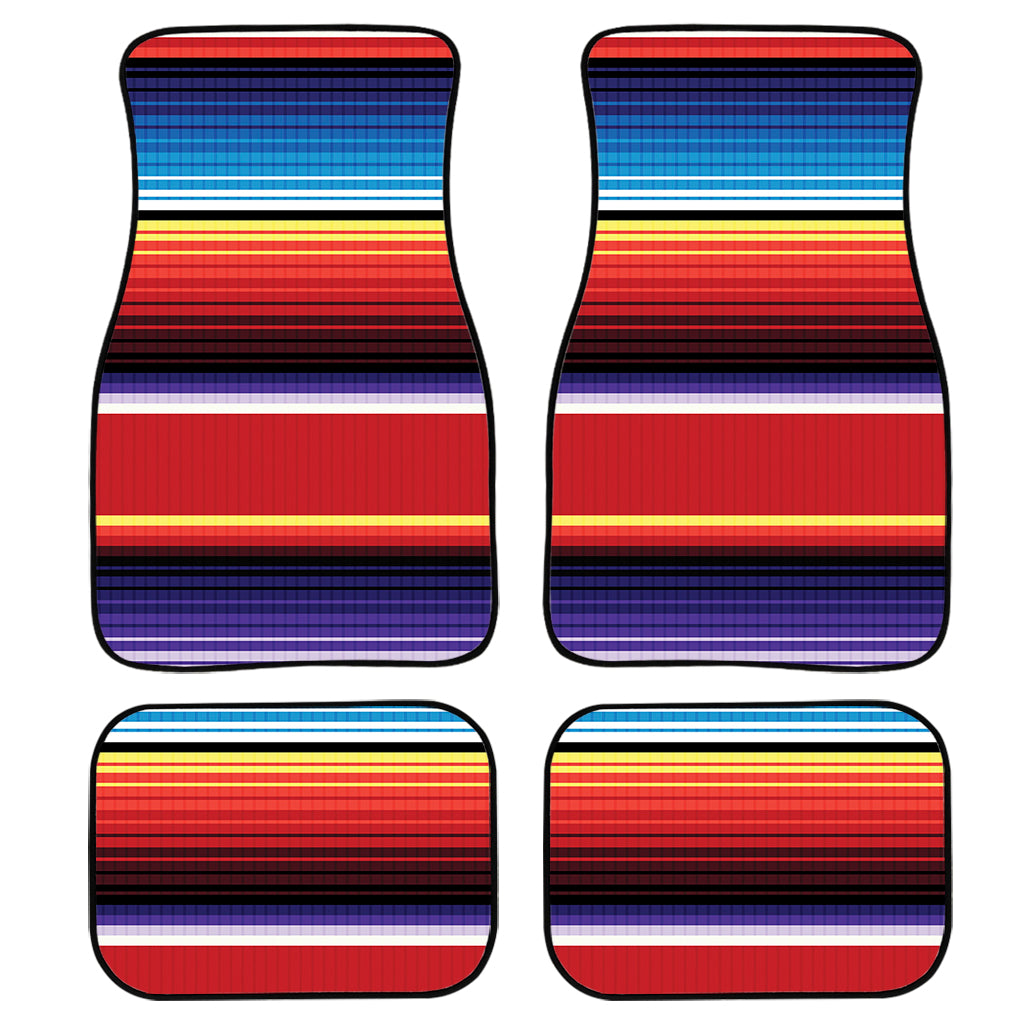 Tribal Serape Blanket Stripe Print Front and Back Car Floor Mats