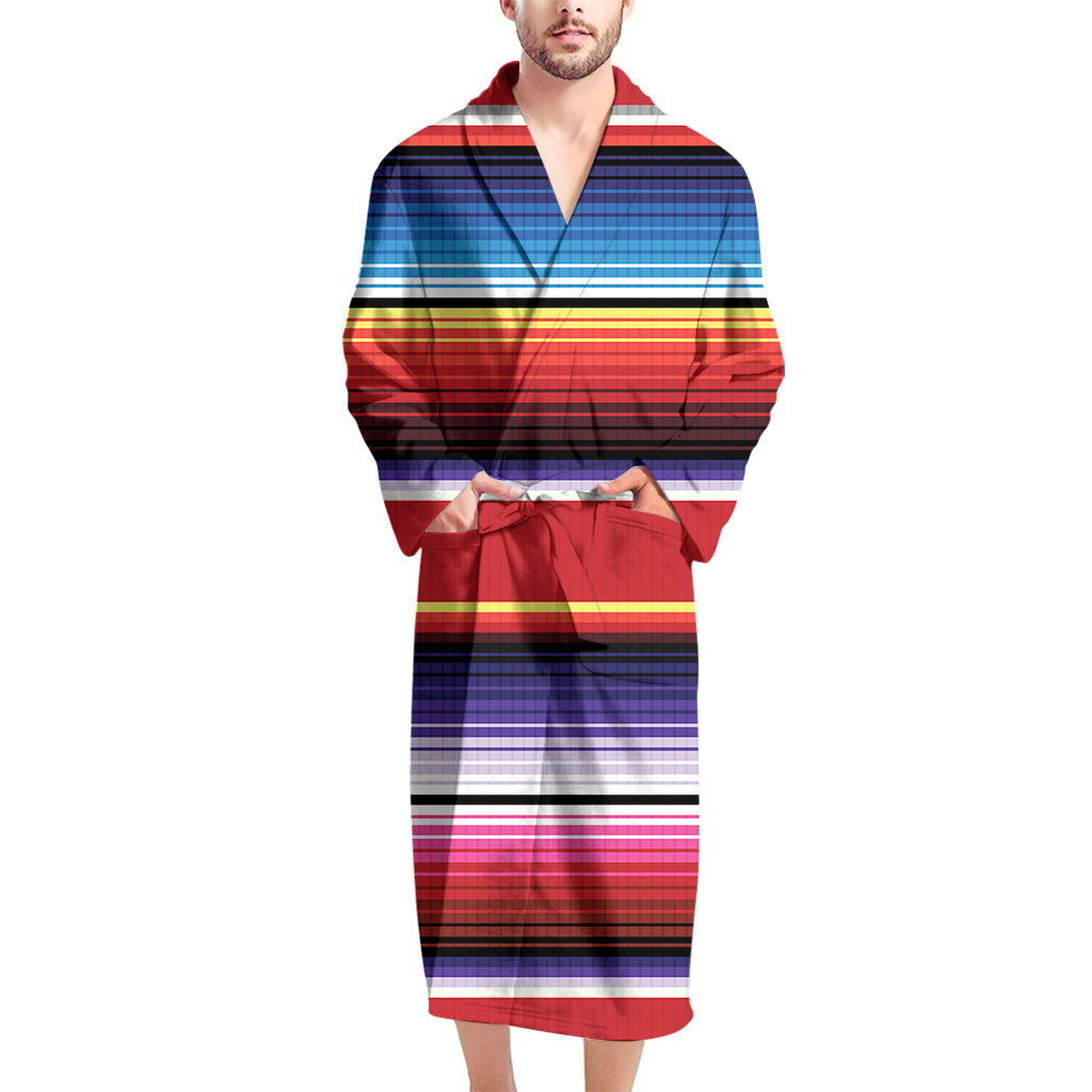 Tribal Serape Blanket Stripe Print Men's Bathrobe