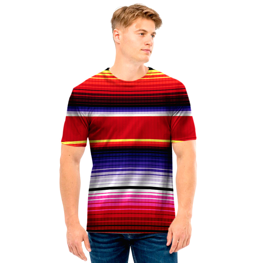 Tribal Serape Blanket Stripe Print Men's T-Shirt