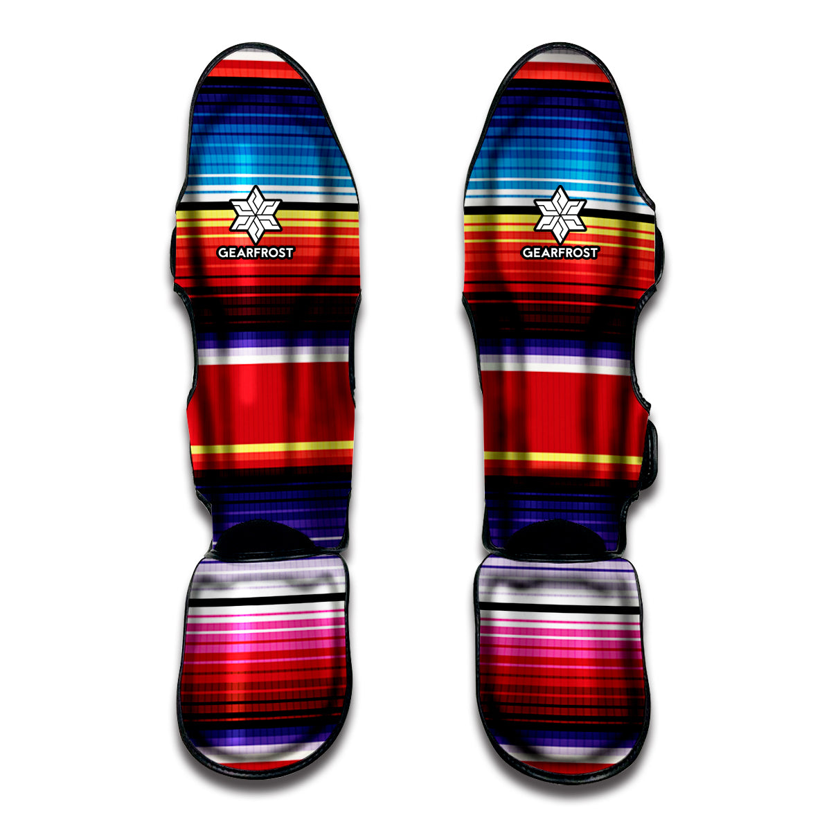 Tribal Serape Blanket Stripe Print Muay Thai Shin Guards