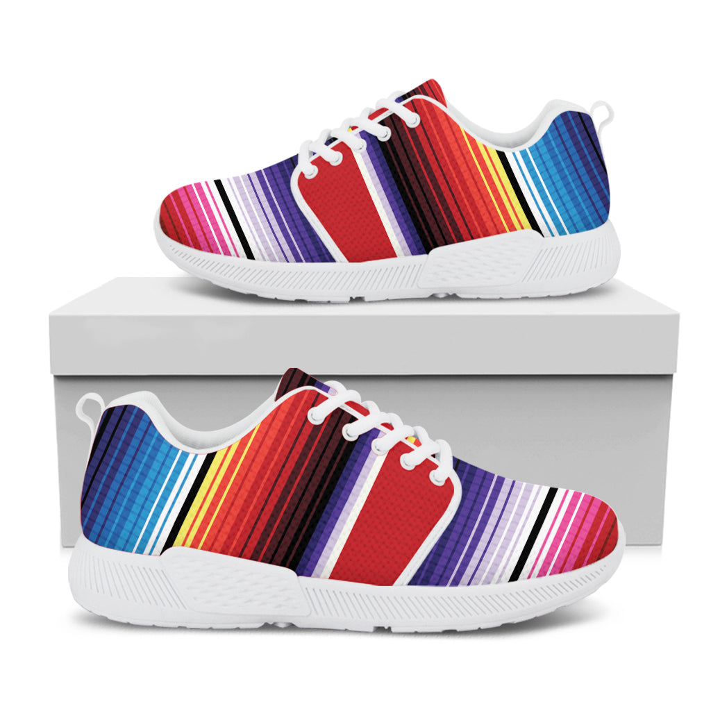 Tribal Serape Blanket Stripe Print White Athletic Shoes