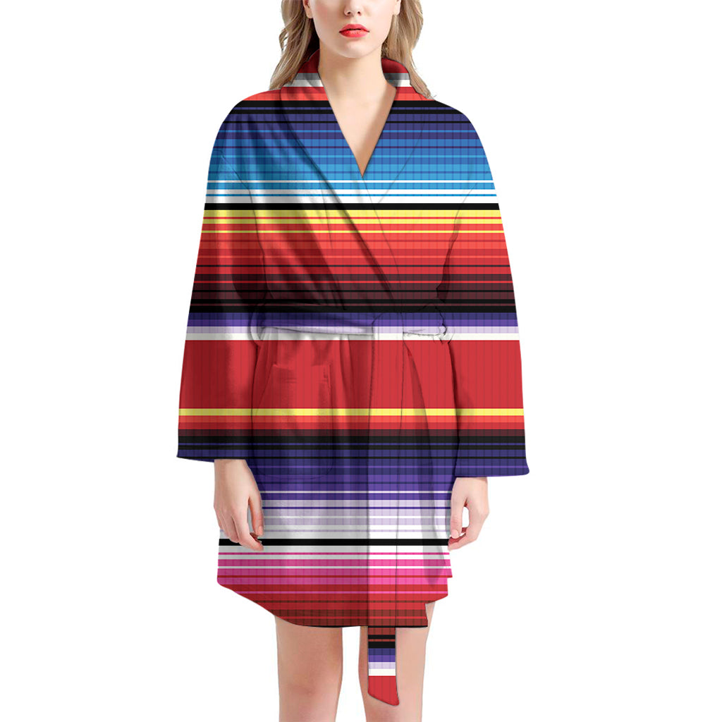 Tribal Serape Blanket Stripe Print Women's Bathrobe