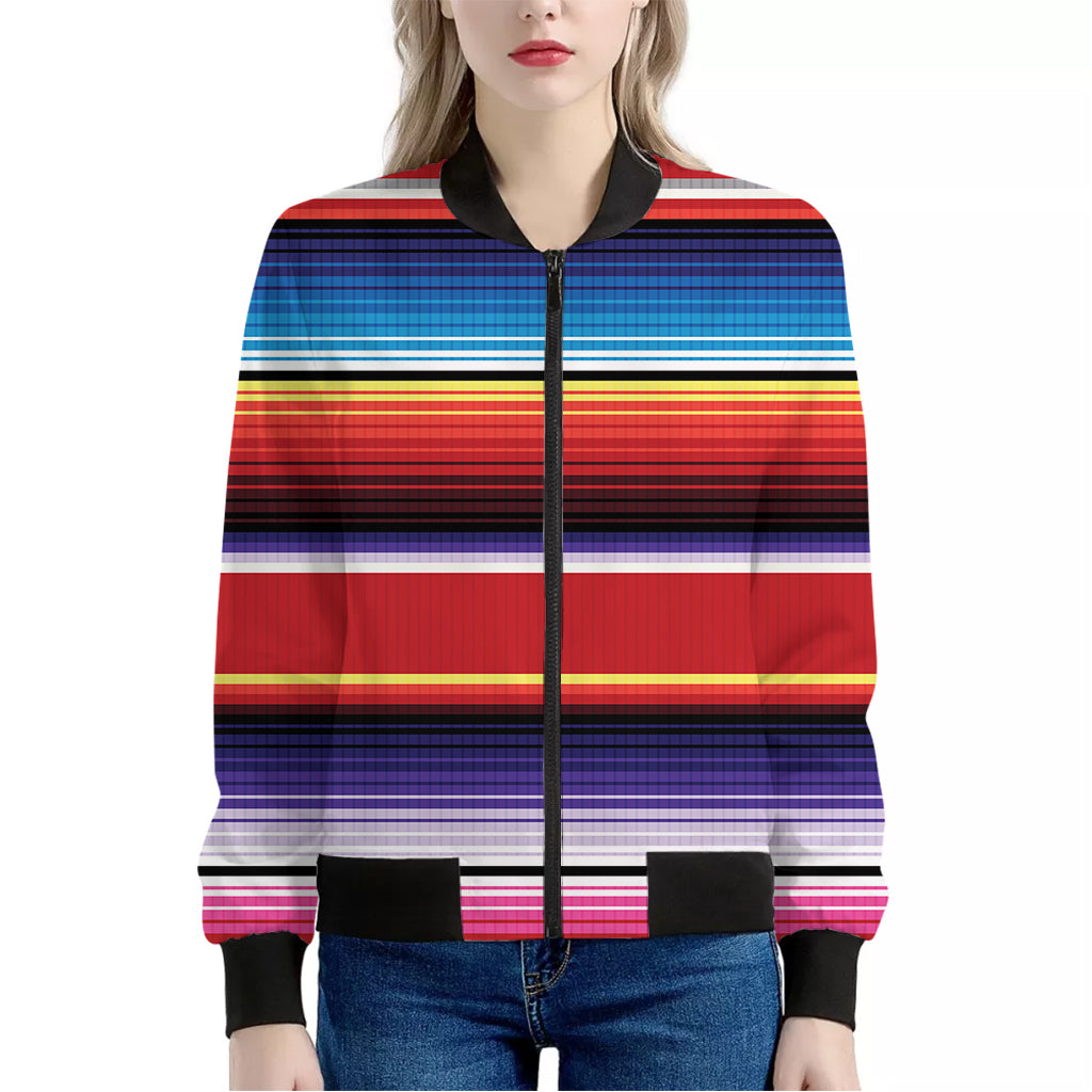 Tribal Serape Blanket Stripe Print Women's Bomber Jacket