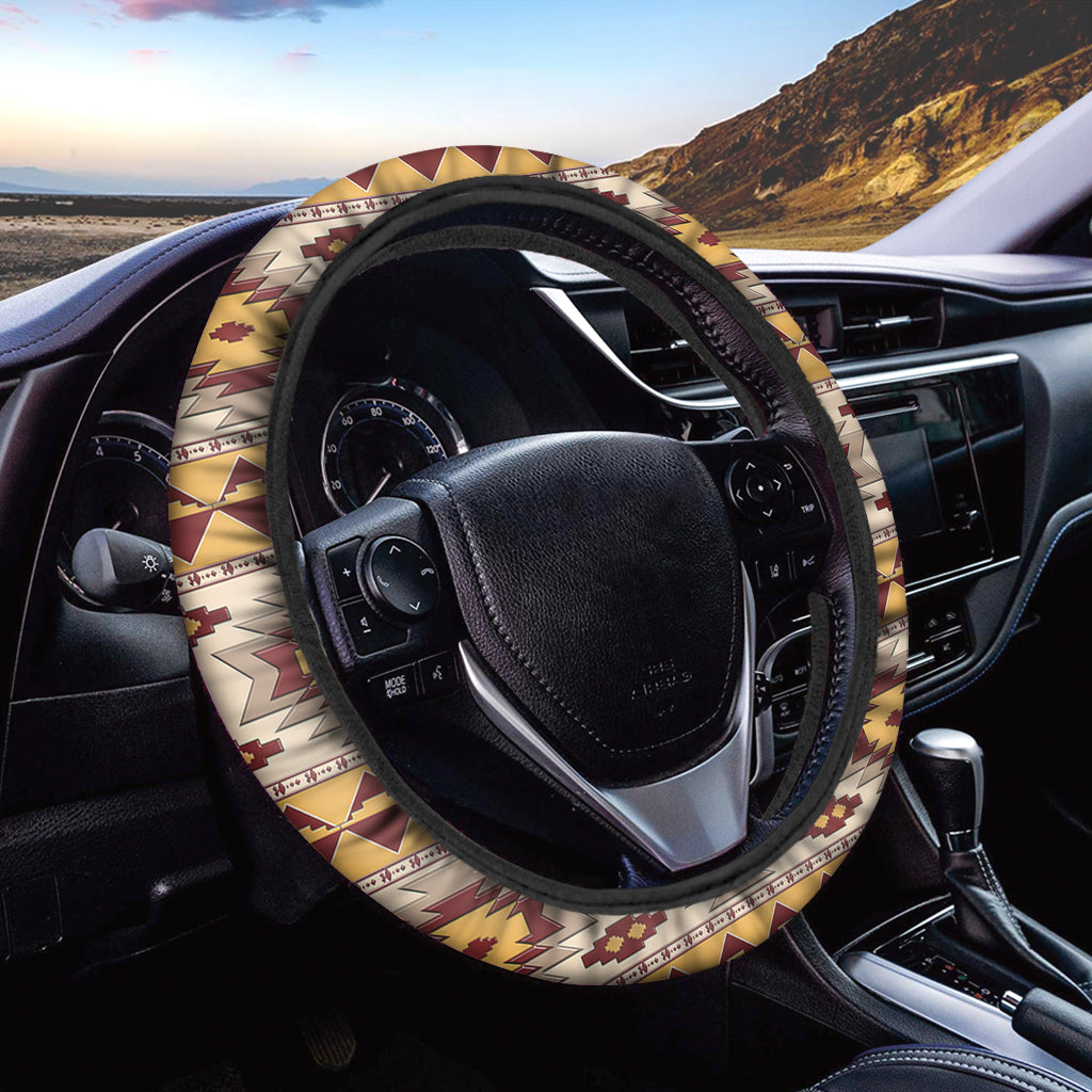 Tribal Southwestern Navajo Pattern Print Car Steering Wheel Cover