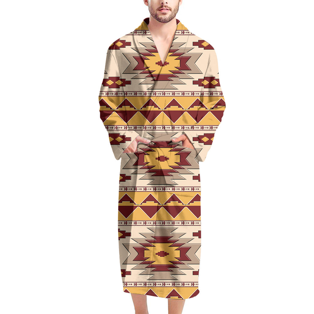 Tribal Southwestern Navajo Pattern Print Men's Bathrobe