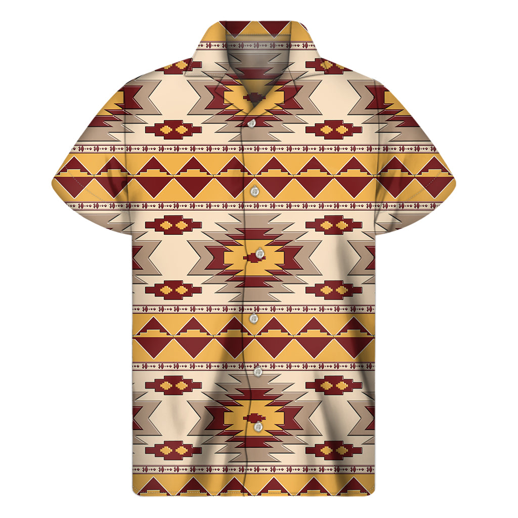 Tribal Southwestern Navajo Pattern Print Men's Short Sleeve Shirt