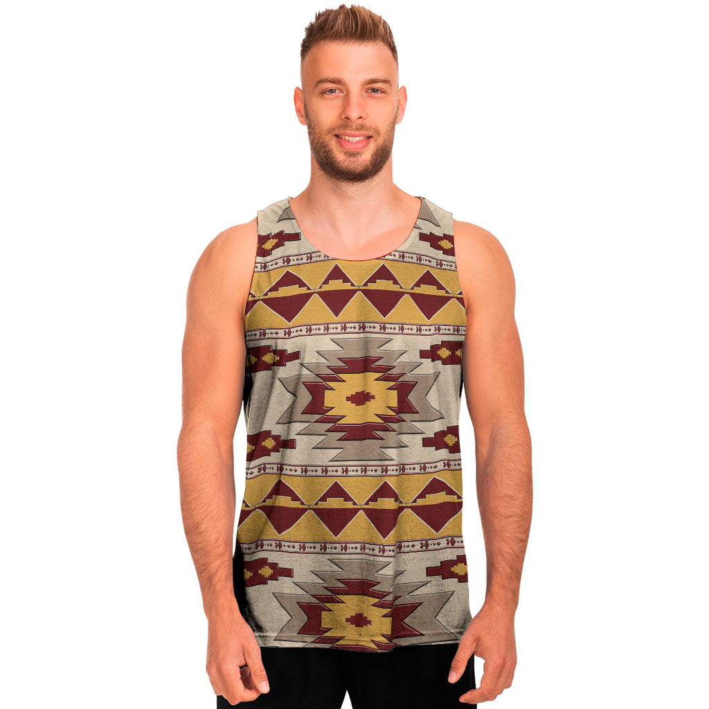 Tribal Southwestern Navajo Pattern Print Men's Tank Top