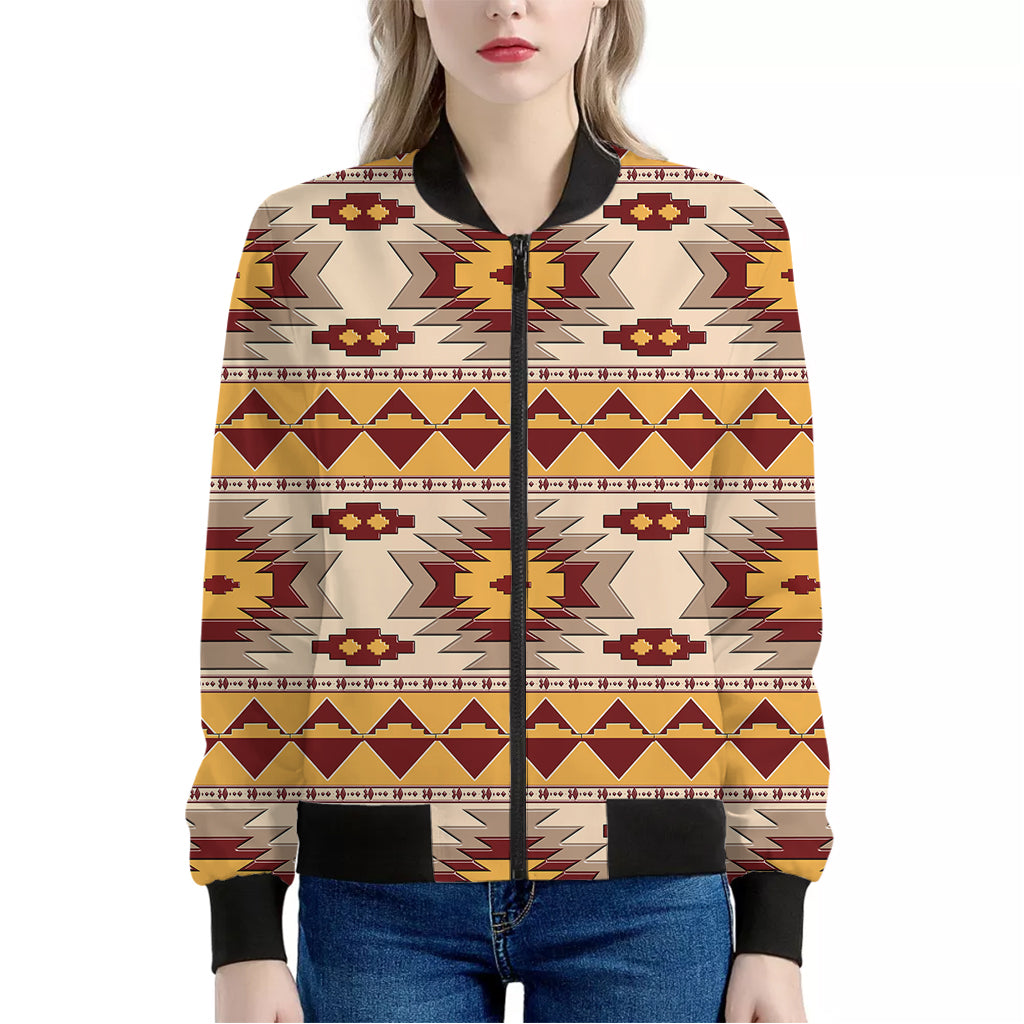 Tribal Southwestern Navajo Pattern Print Women's Bomber Jacket