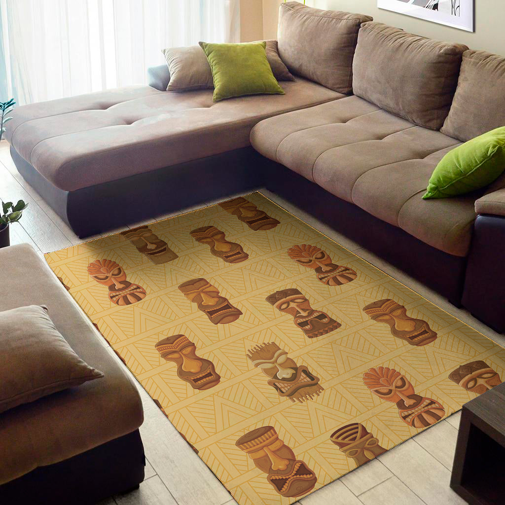 Tribal Tiki Mask Pattern Print Area Rug