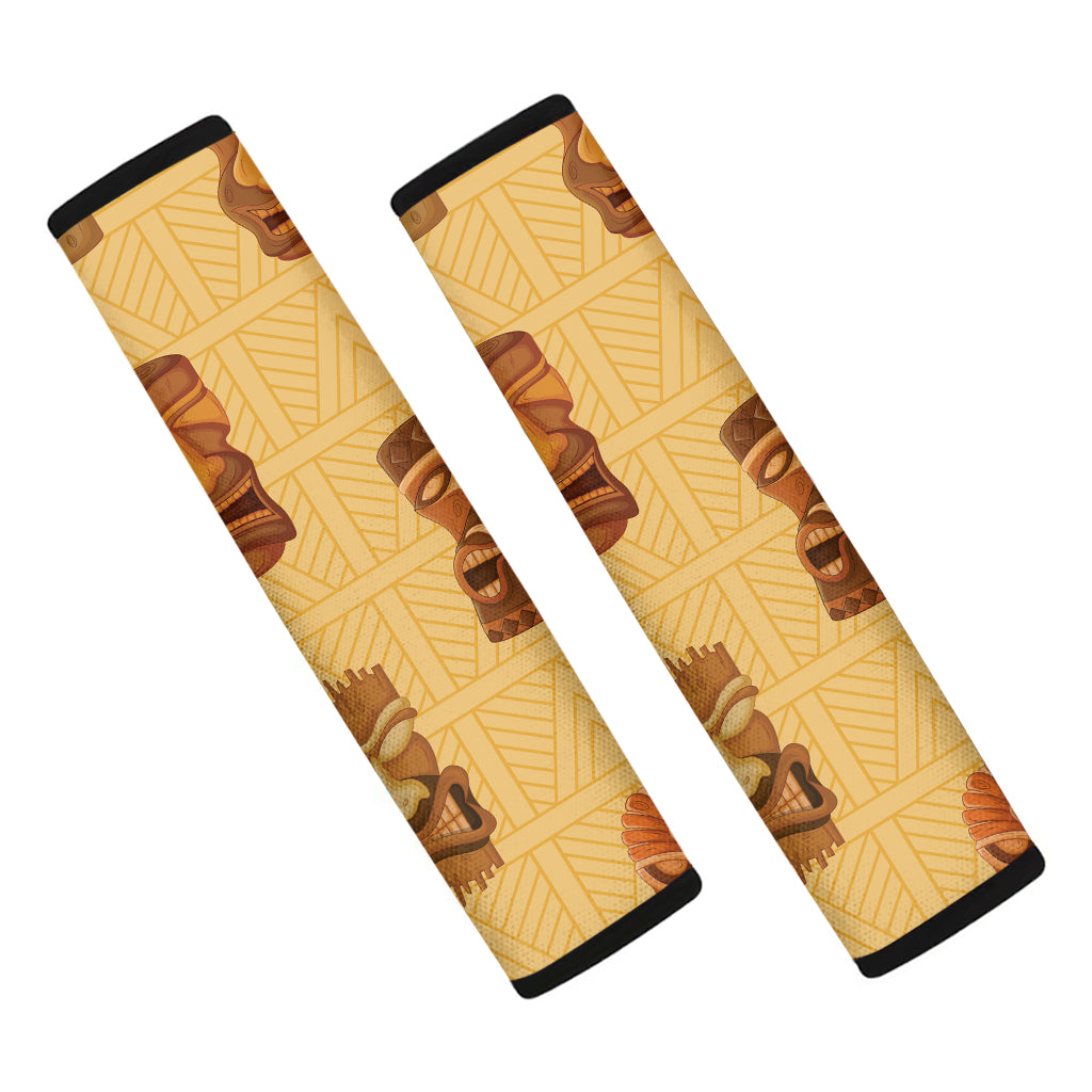 Tribal Tiki Mask Pattern Print Car Seat Belt Covers