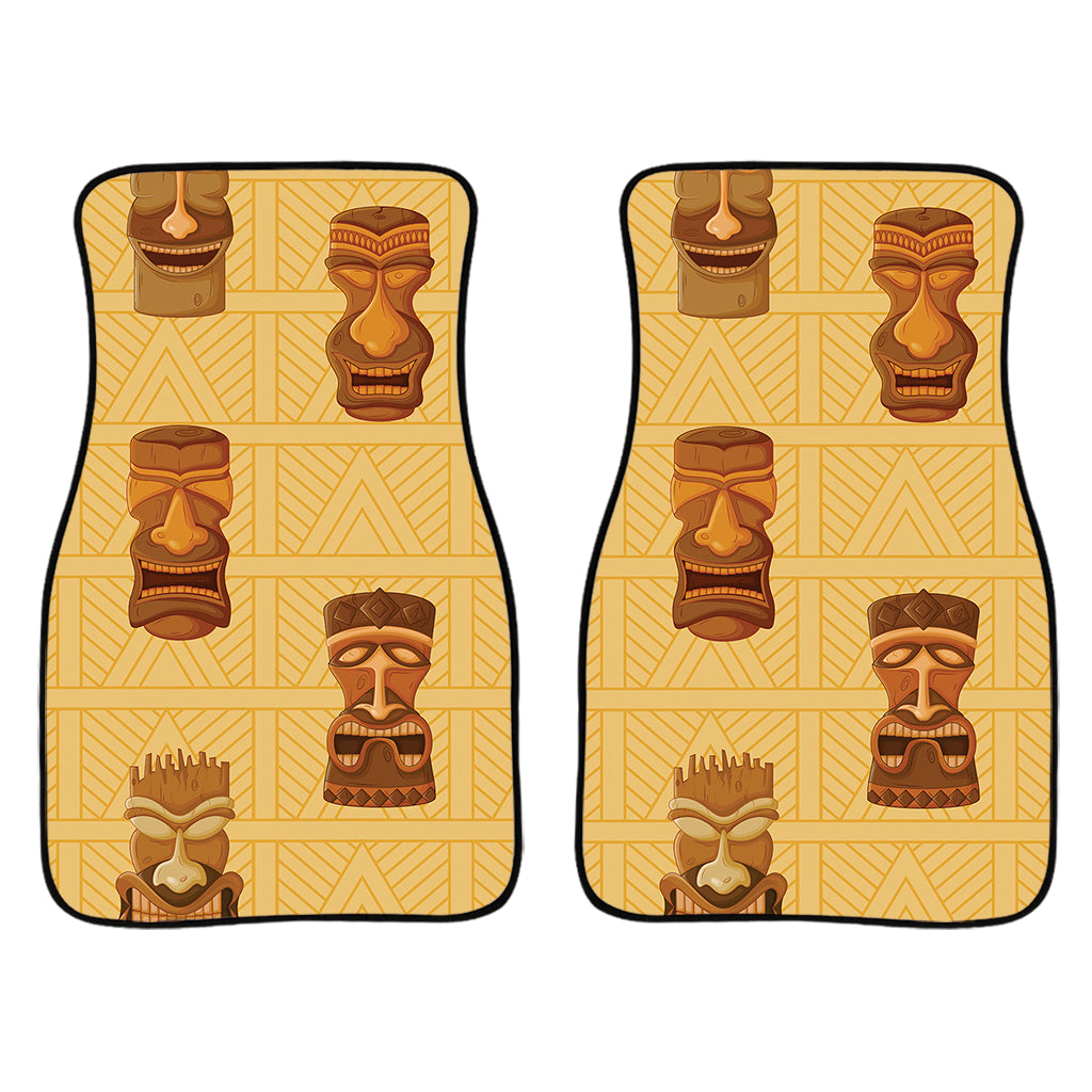 Tribal Tiki Mask Pattern Print Front Car Floor Mats