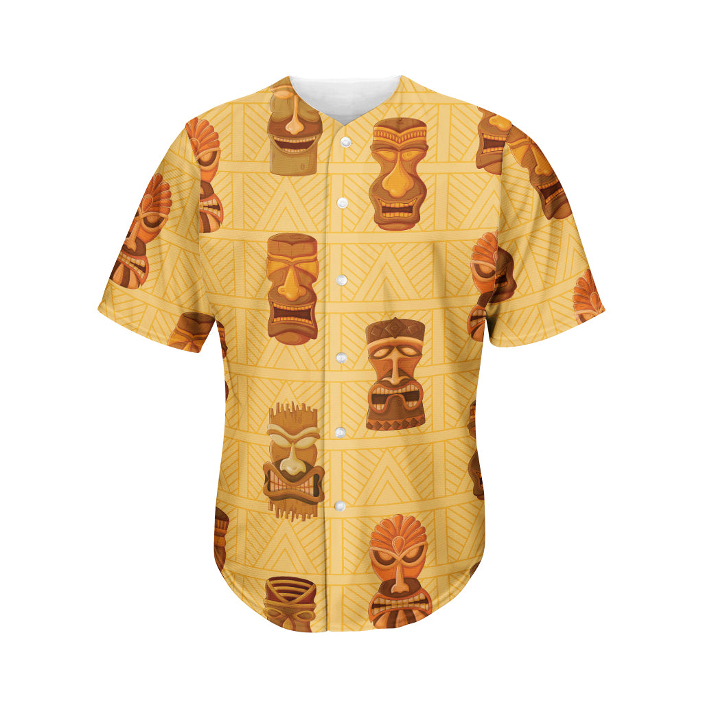 Tribal Tiki Mask Pattern Print Men's Baseball Jersey