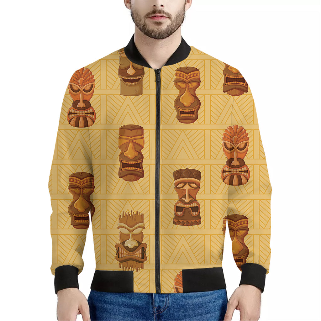 Tribal Tiki Mask Pattern Print Men's Bomber Jacket