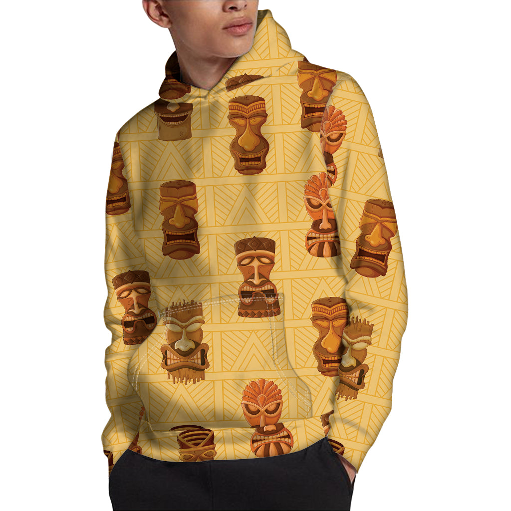 Tribal Tiki Mask Pattern Print Pullover Hoodie