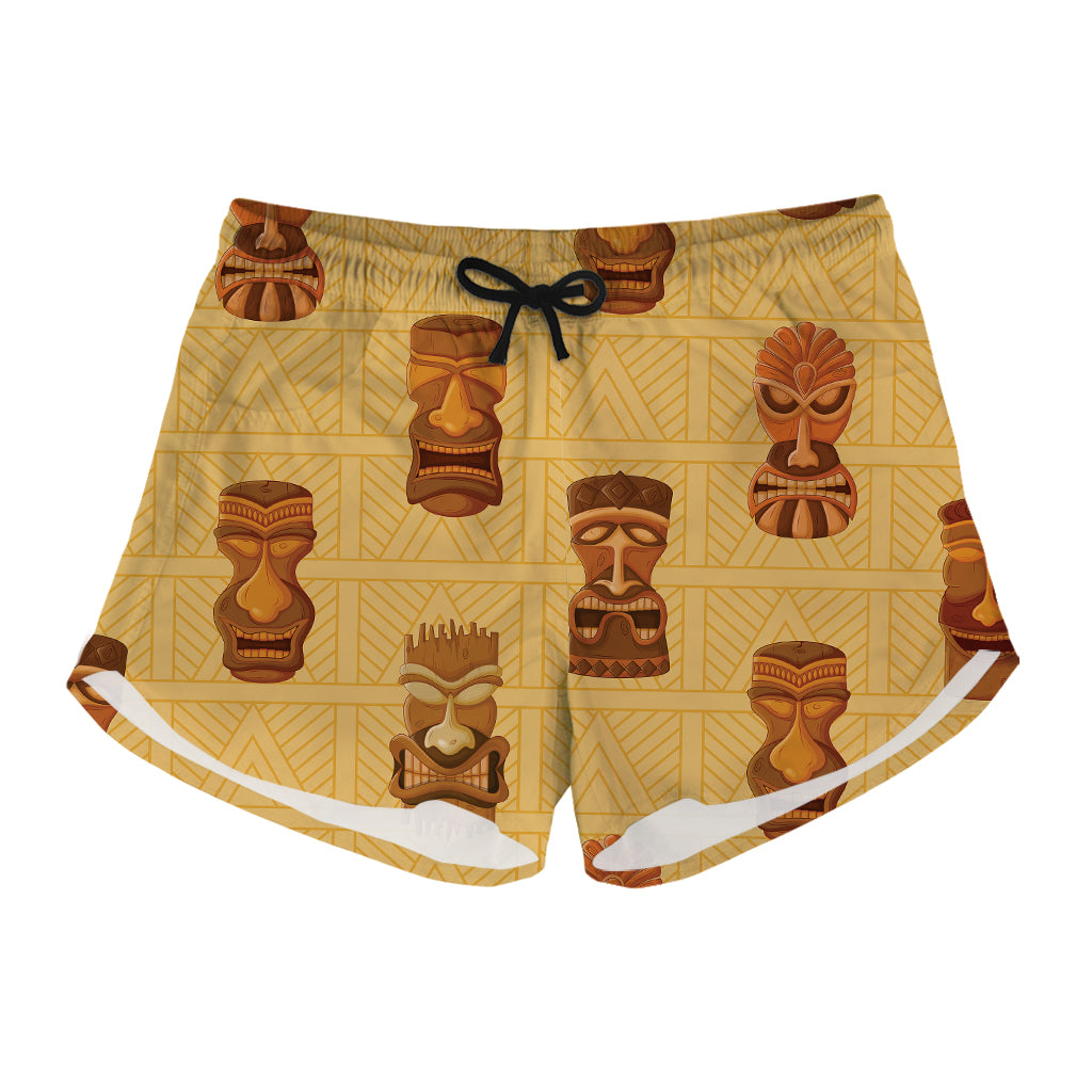 Tribal Tiki Mask Pattern Print Women's Shorts