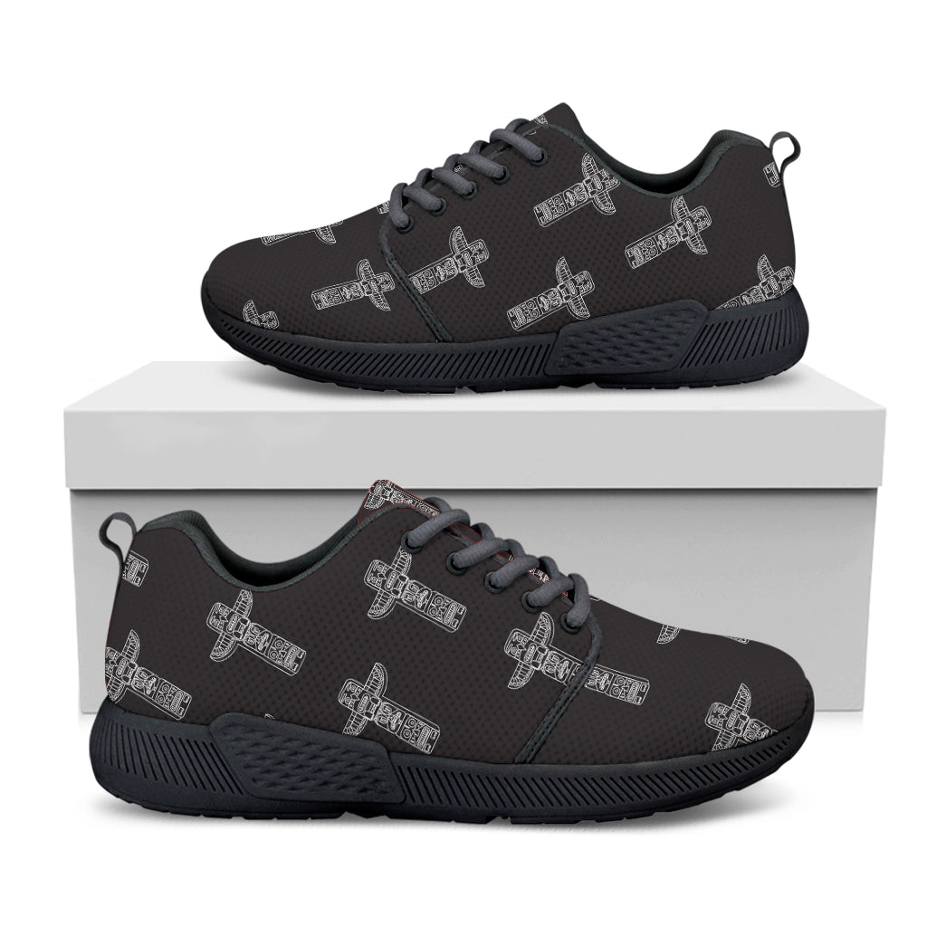 Tribal Totem Pattern Print Black Athletic Shoes