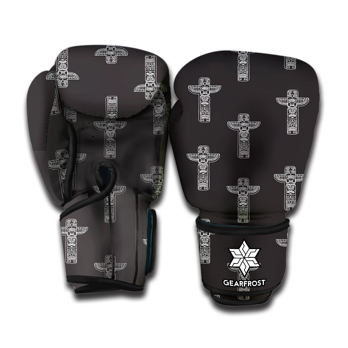 Tribal Totem Pattern Print Boxing Gloves