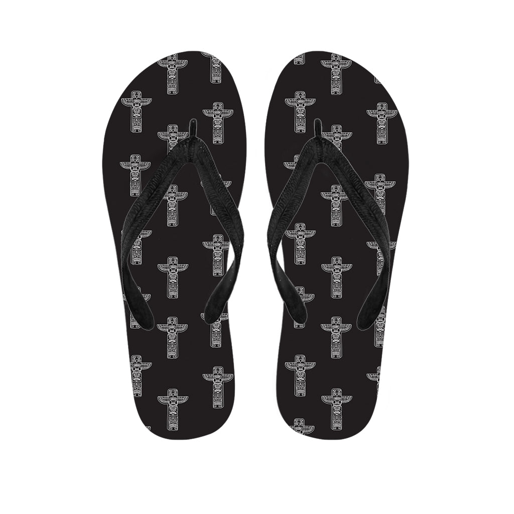 Tribal Totem Pattern Print Flip Flops