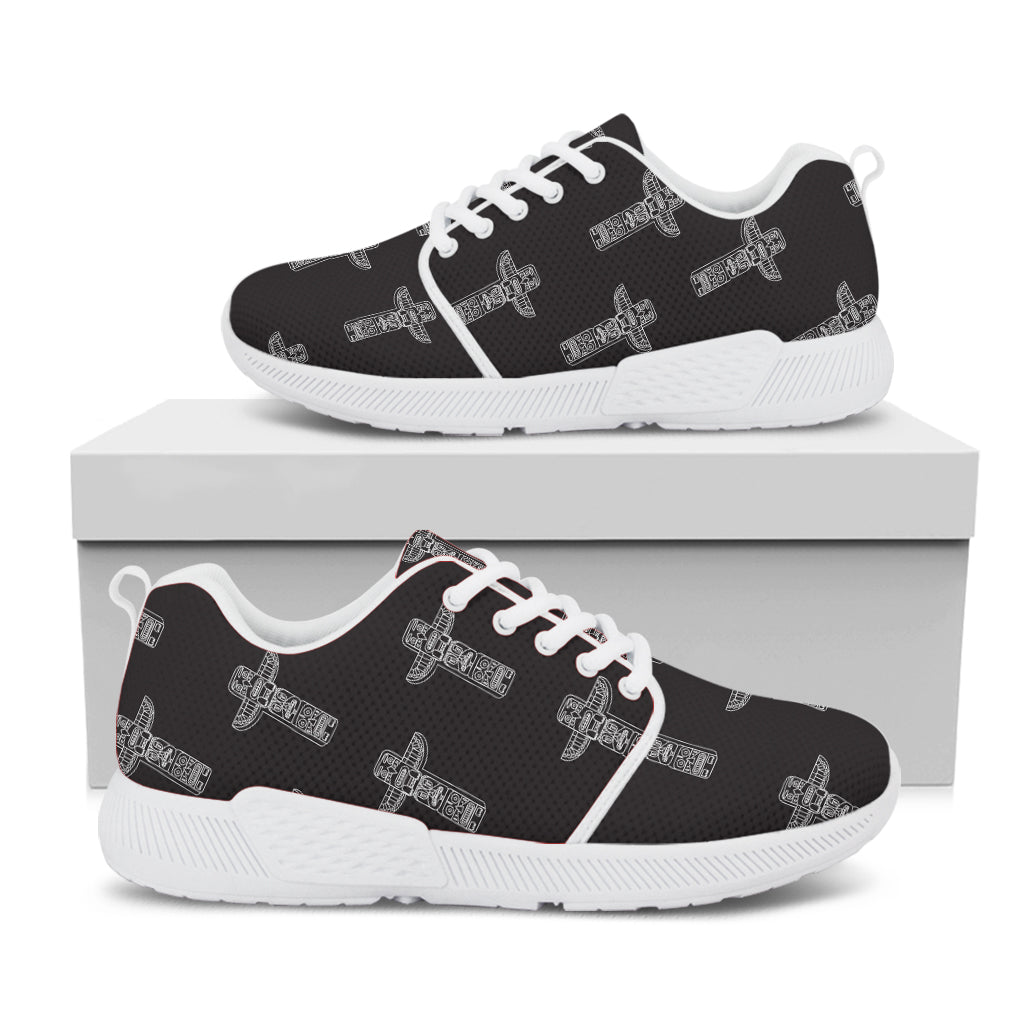 Tribal Totem Pattern Print White Athletic Shoes