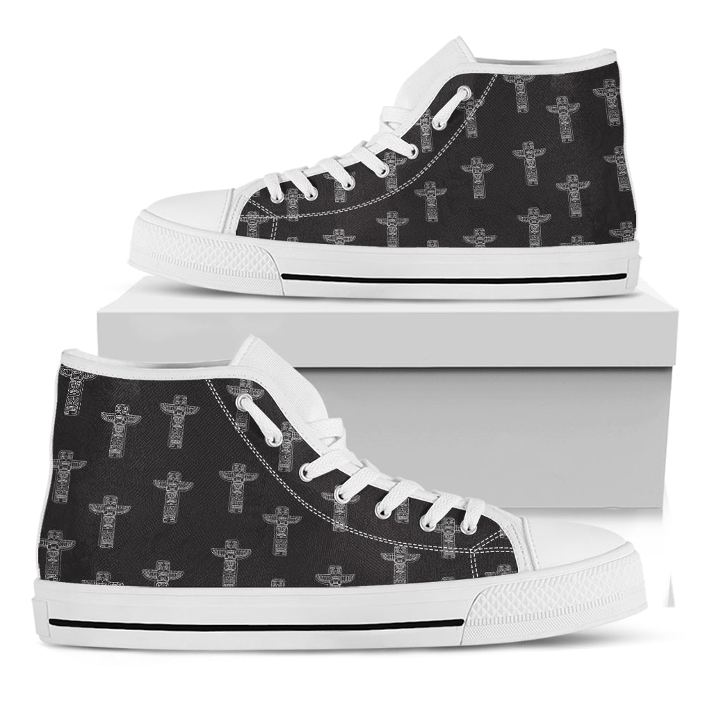 Tribal Totem Pattern Print White High Top Shoes