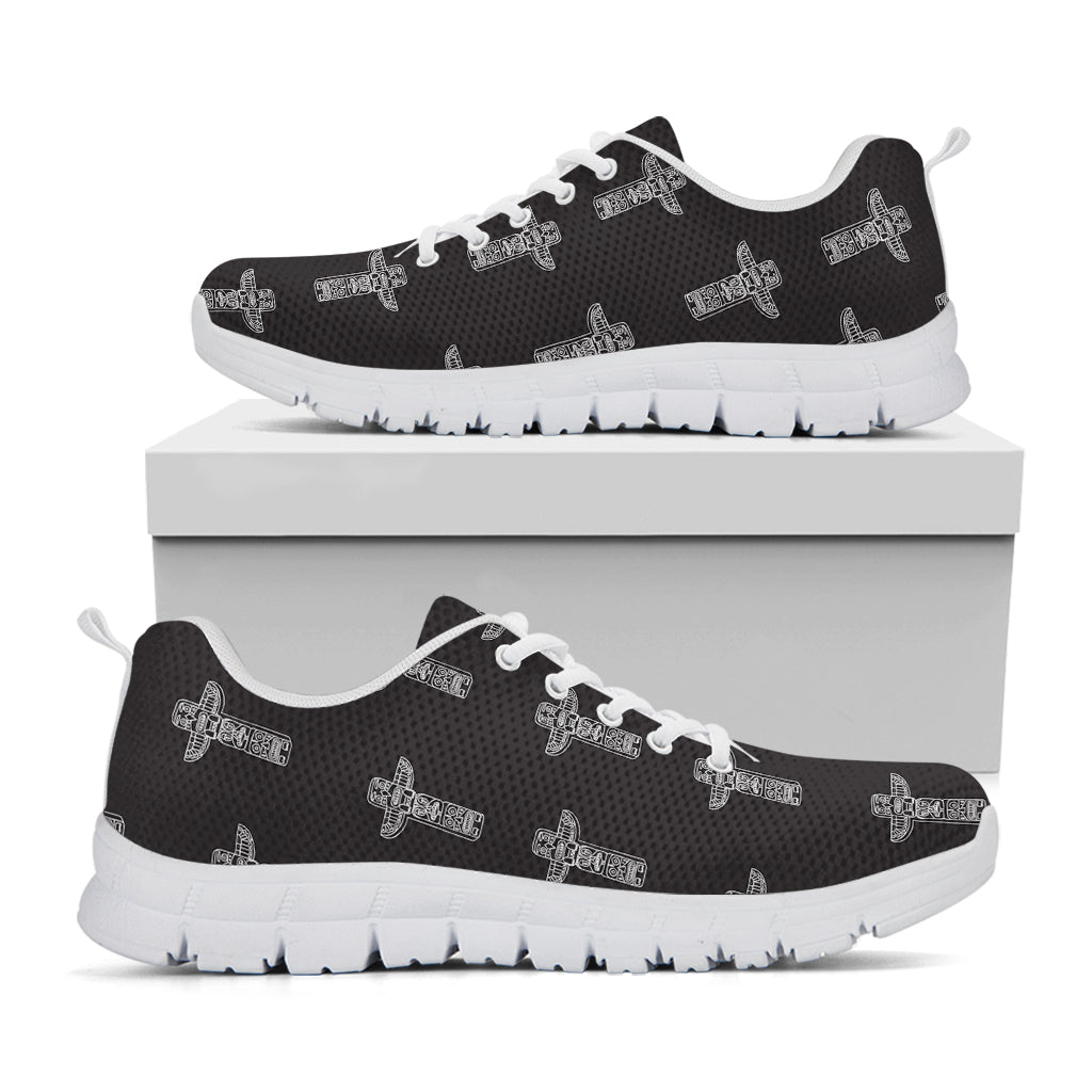 Tribal Totem Pattern Print White Sneakers