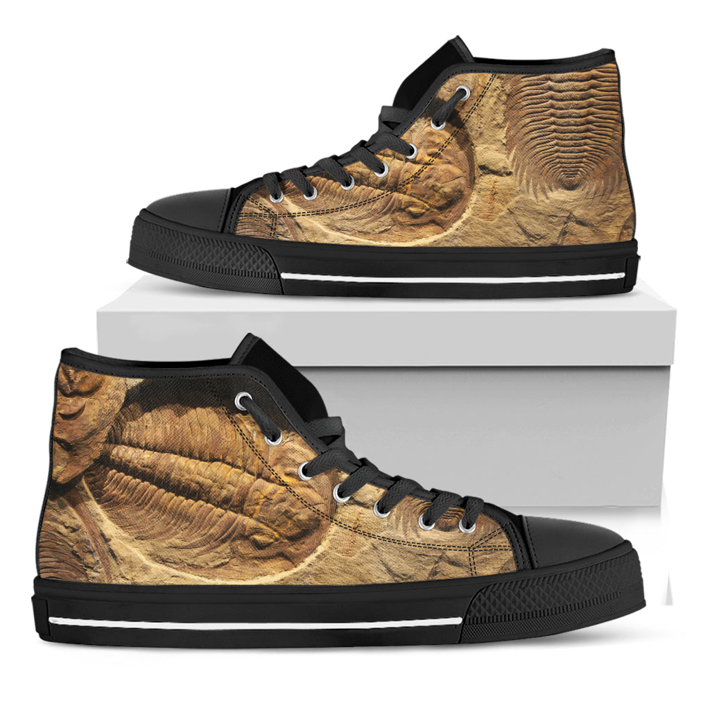 Trilobite Fossil Print Black High Top Shoes