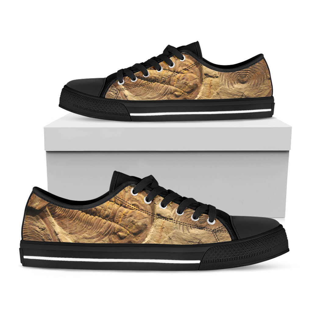 Trilobite Fossil Print Black Low Top Shoes