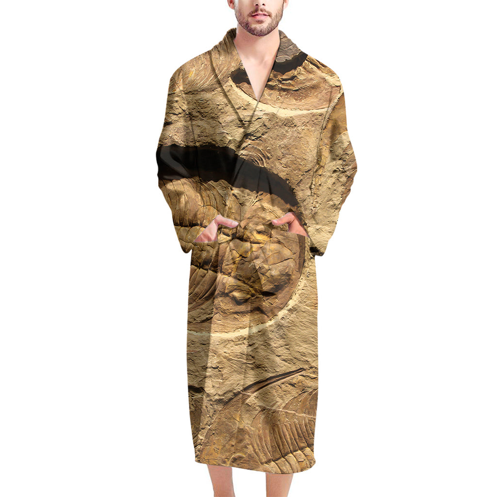 Trilobite Fossil Print Men's Bathrobe