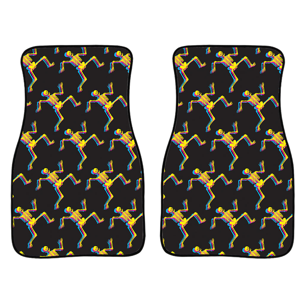 Trippy Dancing Skeleton Pattern Print Front Car Floor Mats