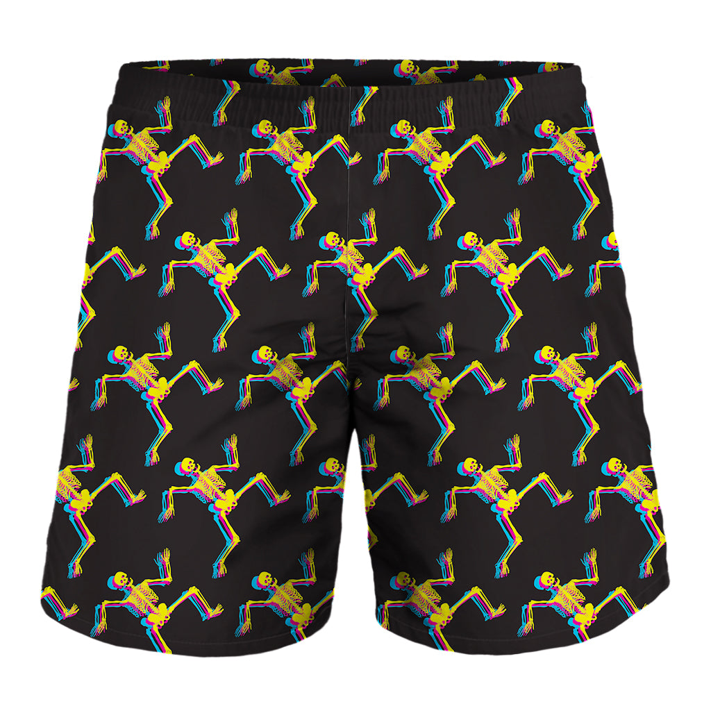 Trippy Dancing Skeleton Pattern Print Men's Shorts