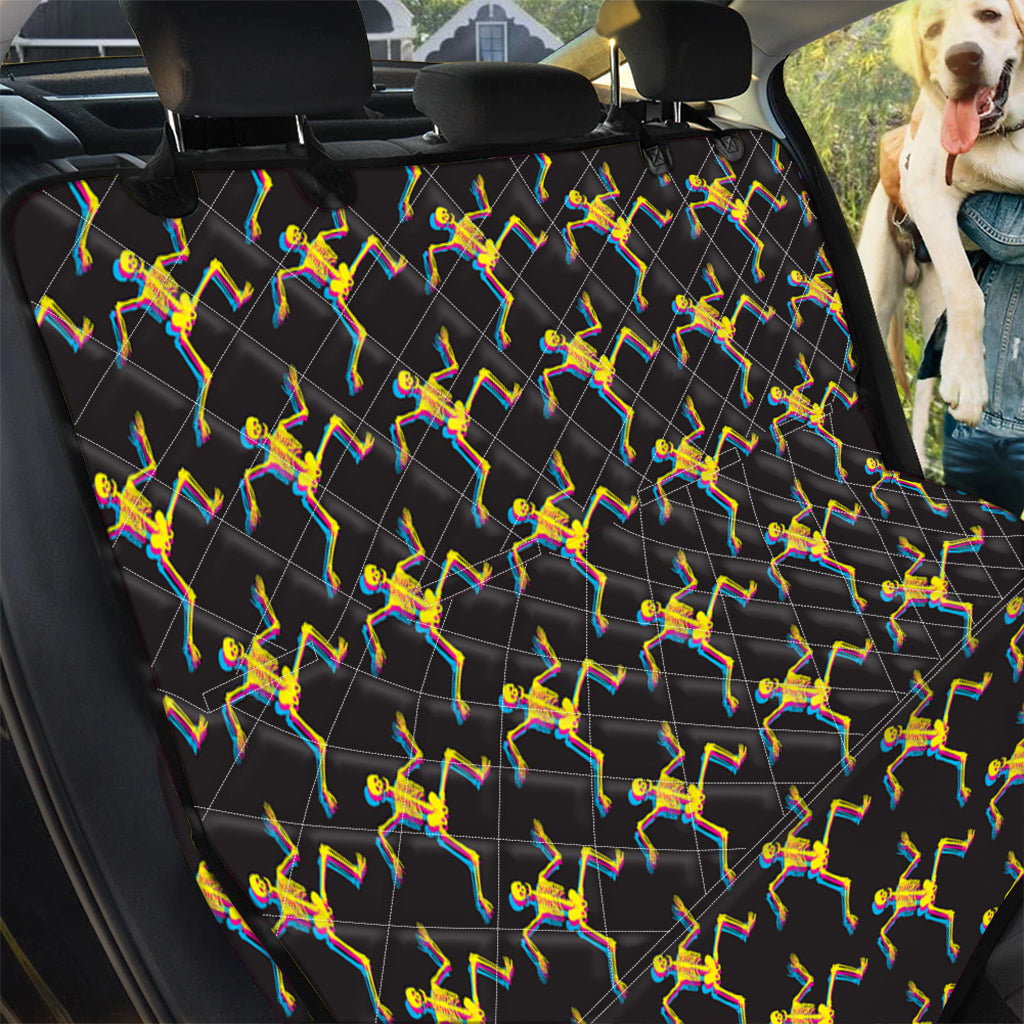 Trippy Dancing Skeleton Pattern Print Pet Car Back Seat Cover