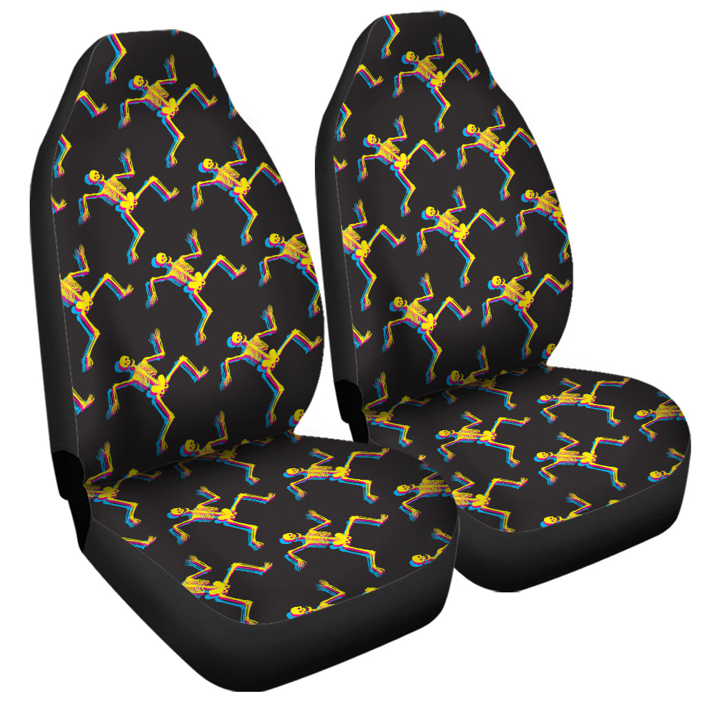 Trippy Dancing Skeleton Pattern Print Universal Fit Car Seat Covers