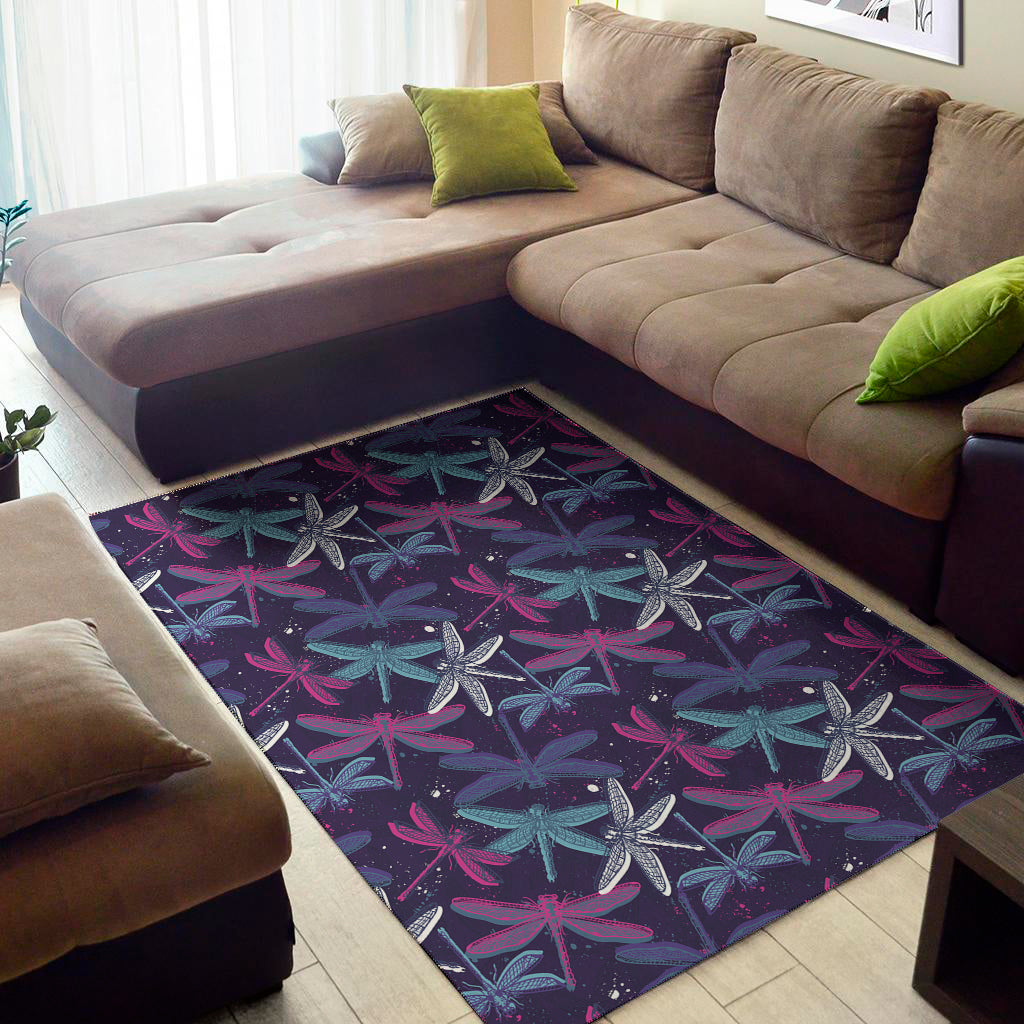 Trippy Dragonfly Pattern Print Area Rug