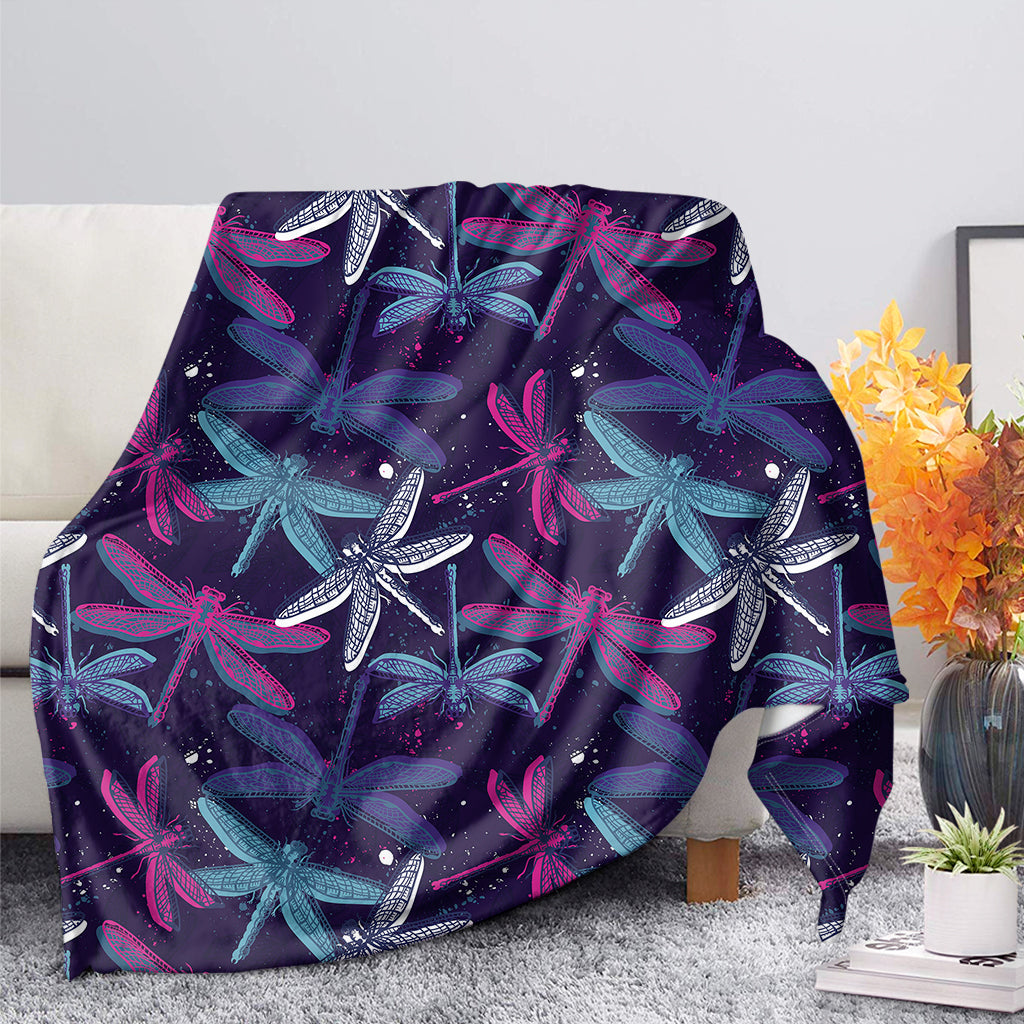 Trippy Dragonfly Pattern Print Blanket