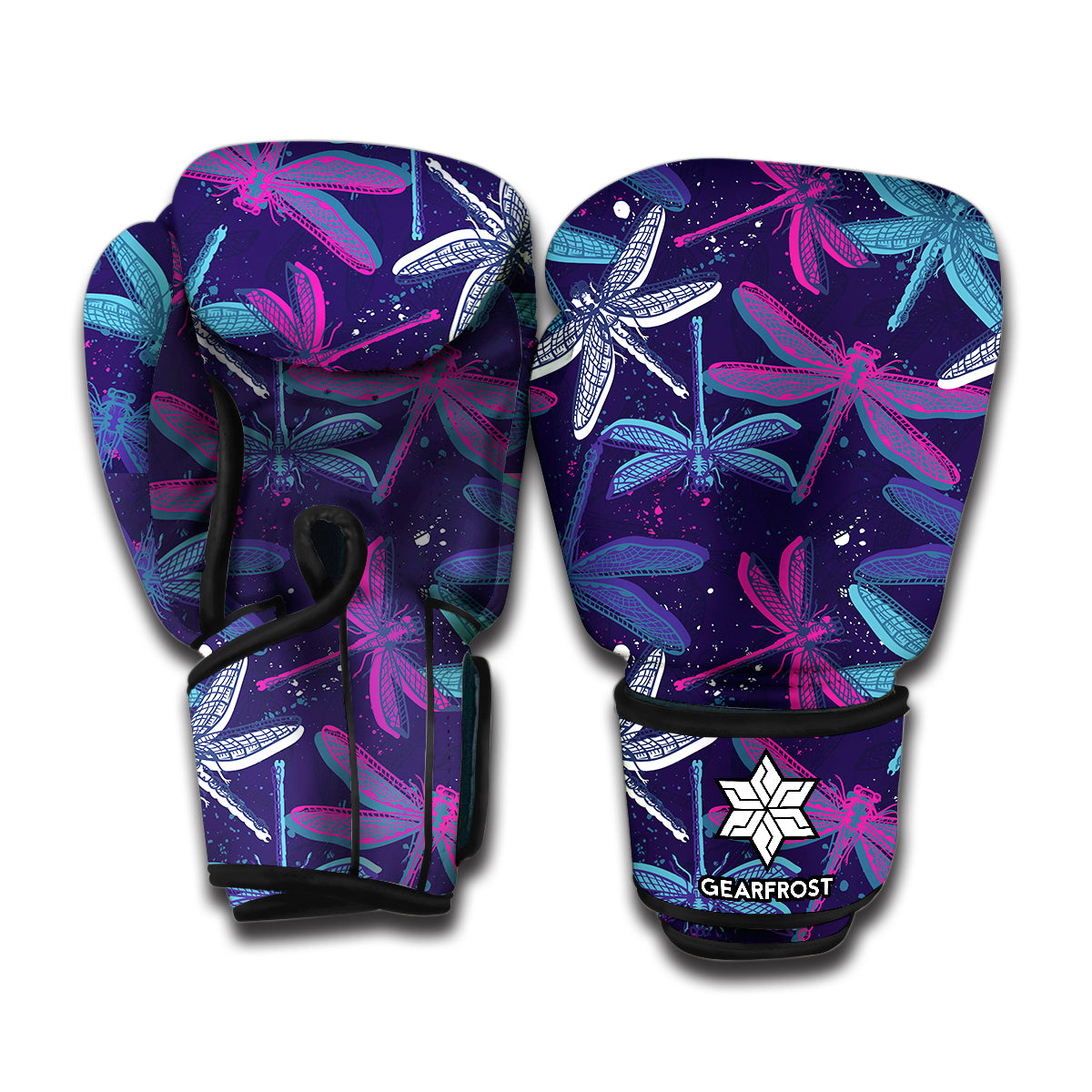 Trippy Dragonfly Pattern Print Boxing Gloves