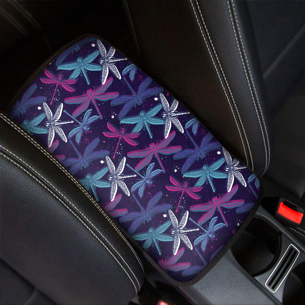 Trippy Dragonfly Pattern Print Car Center Console Cover