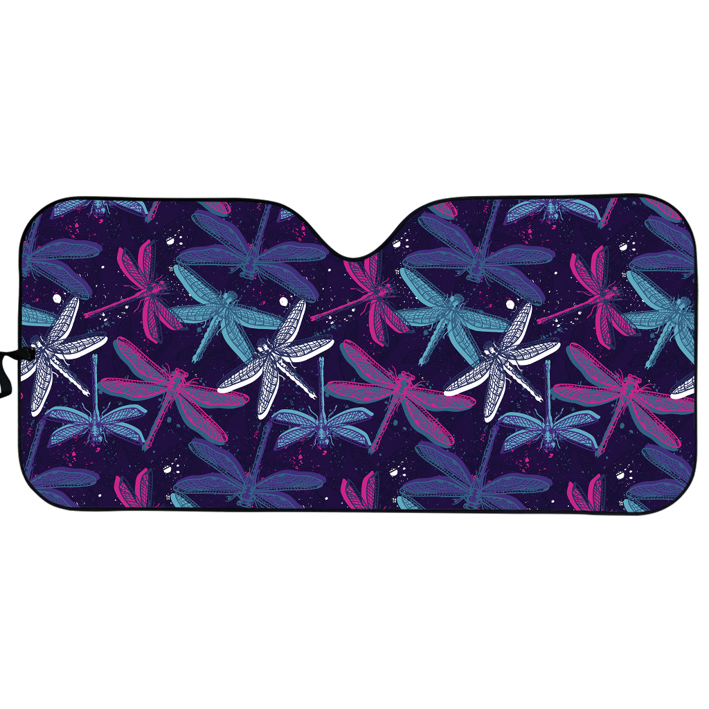 Trippy Dragonfly Pattern Print Car Sun Shade