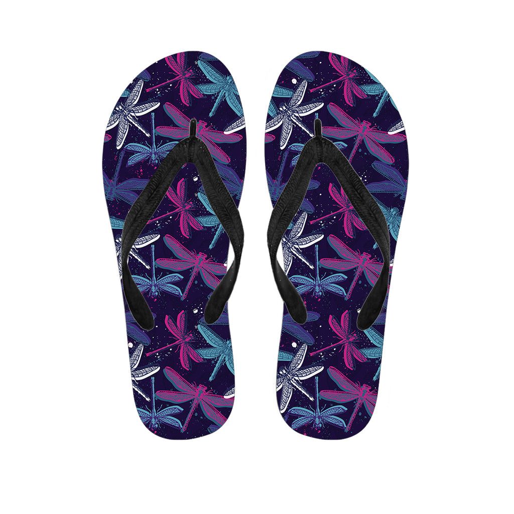 Trippy Dragonfly Pattern Print Flip Flops