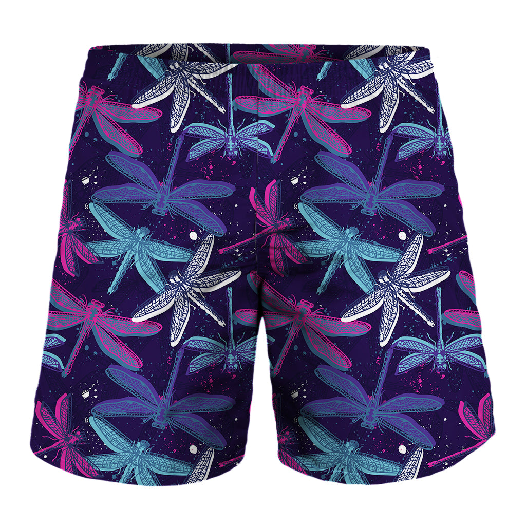 Trippy Dragonfly Pattern Print Men's Shorts