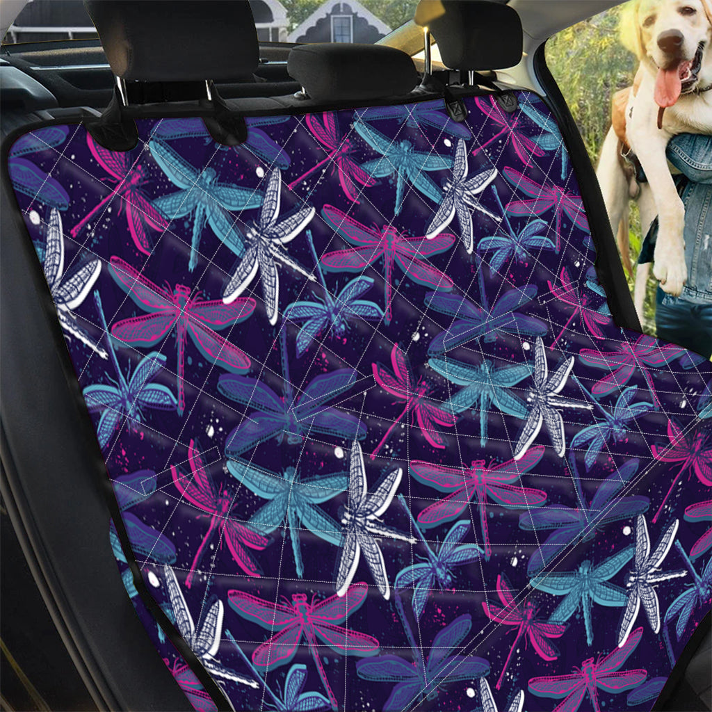 Trippy Dragonfly Pattern Print Pet Car Back Seat Cover