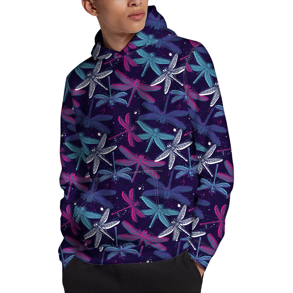 Trippy Dragonfly Pattern Print Pullover Hoodie