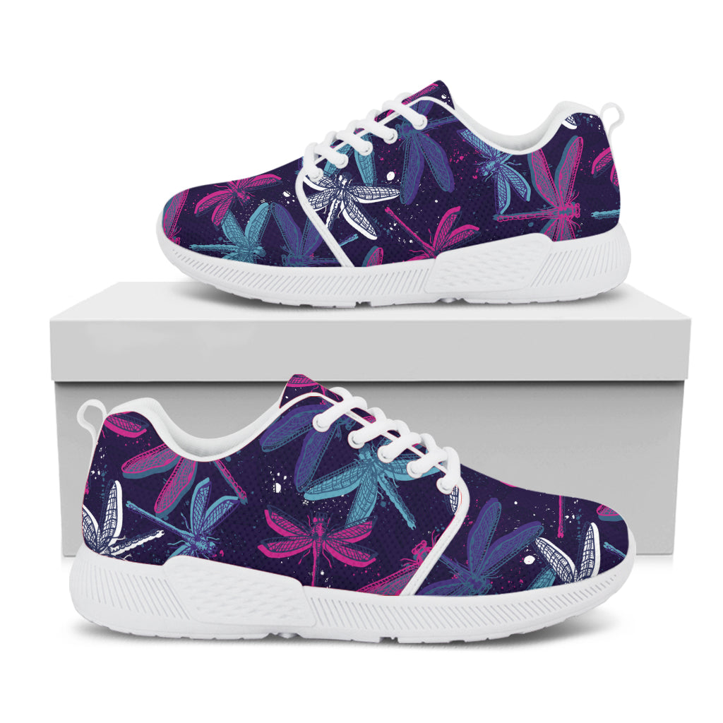 Trippy Dragonfly Pattern Print White Athletic Shoes