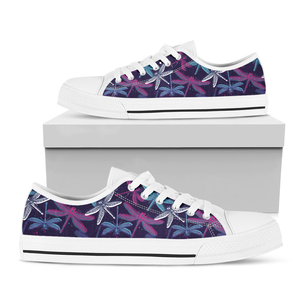 Trippy Dragonfly Pattern Print White Low Top Shoes