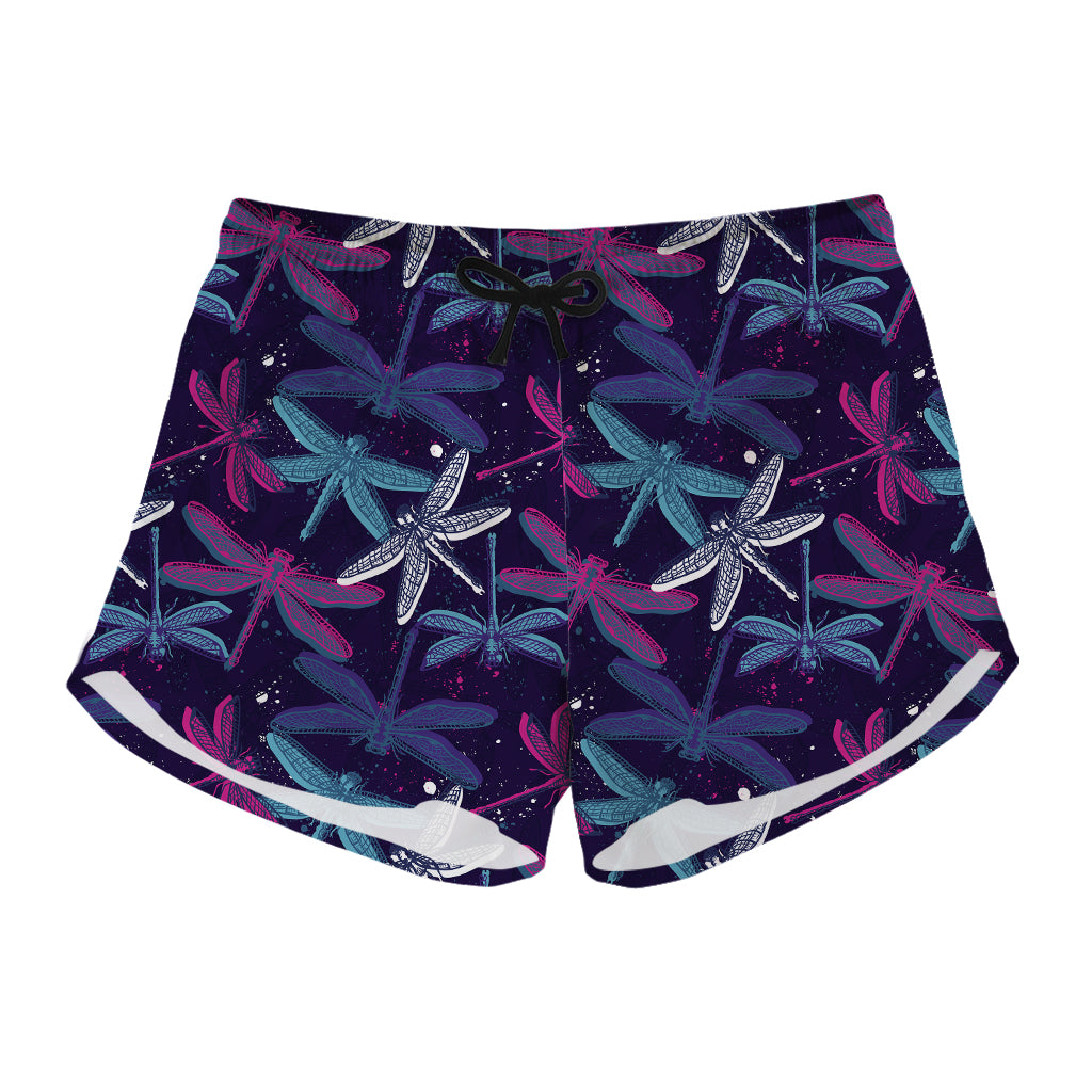 Trippy Dragonfly Pattern Print Women's Shorts