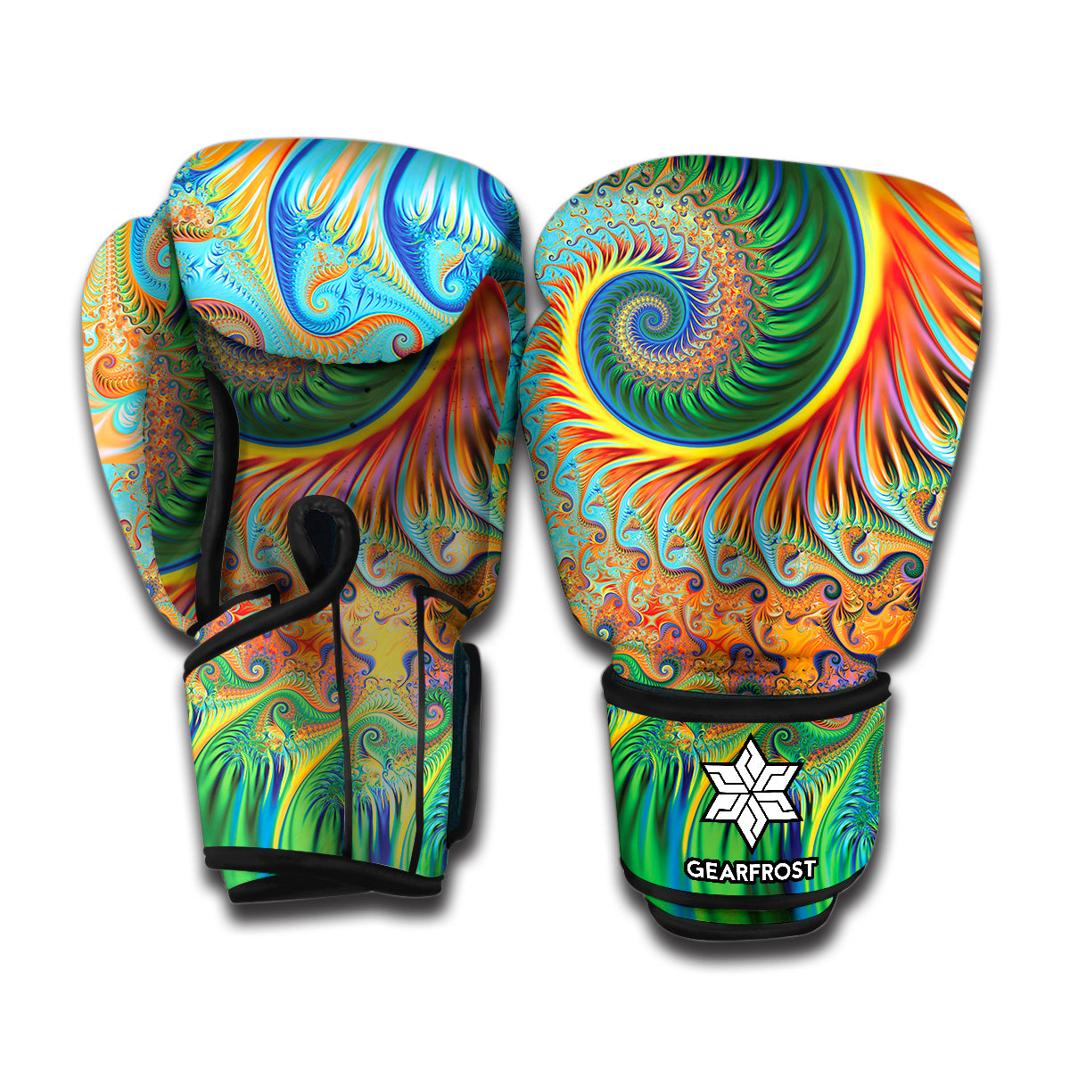 Trippy Fractal Print Boxing Gloves