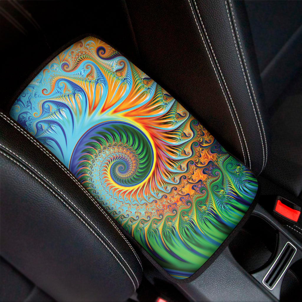 Trippy Fractal Print Car Center Console Cover