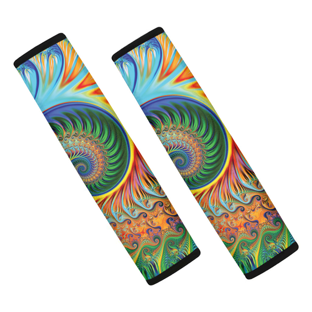 Trippy Fractal Print Car Seat Belt Covers