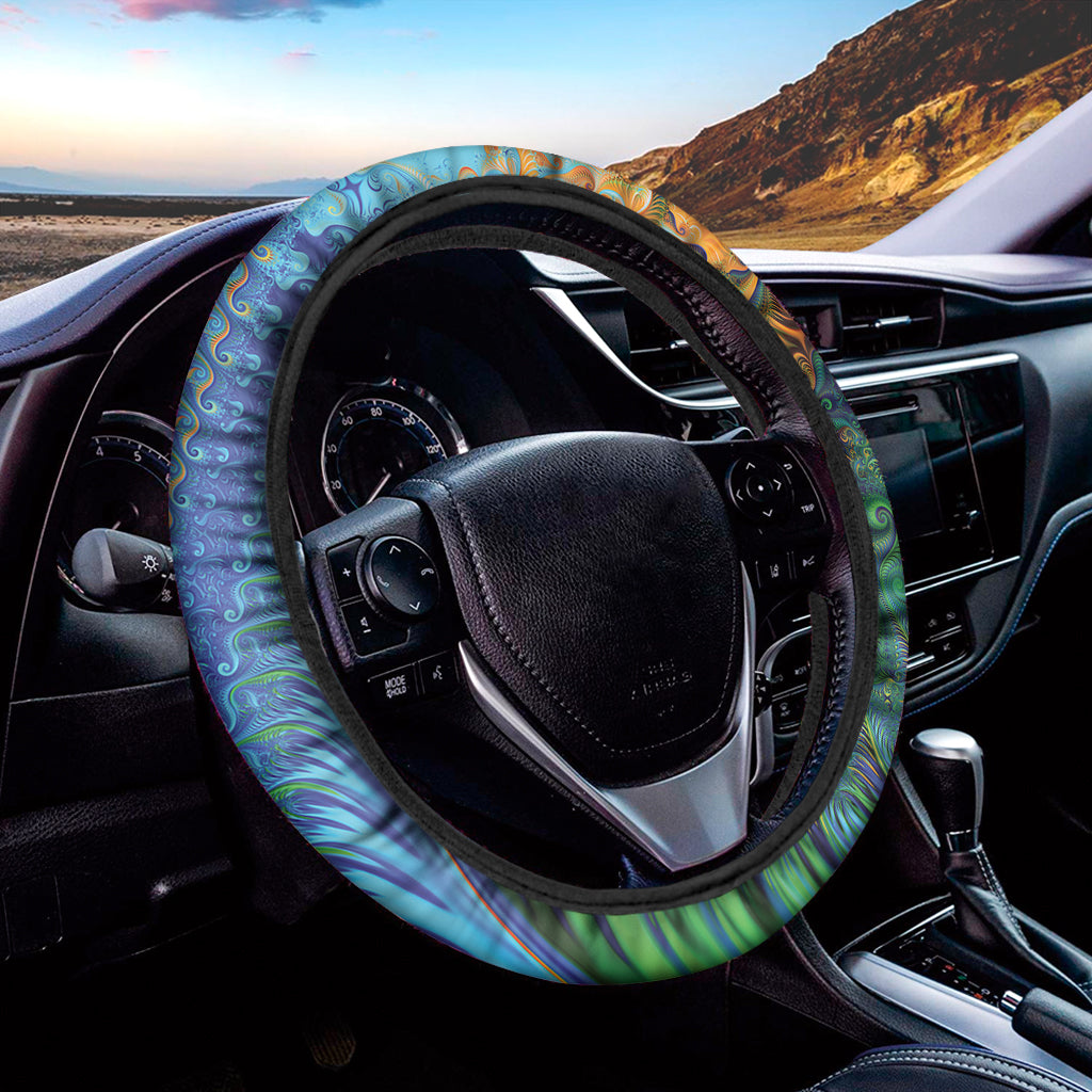 Trippy Fractal Print Car Steering Wheel Cover